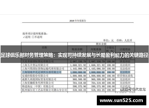 足球俱乐部财务管理策略：实现可持续发展与长期盈利能力的关键路径